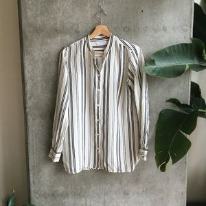 Everlane Black and White Striped Button Up